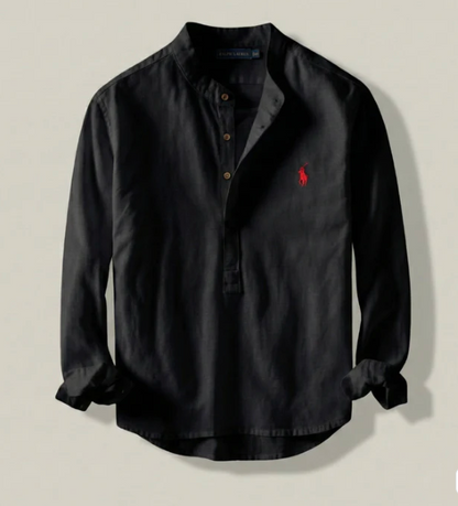 Linnen Henley-overhemd Classic Fit