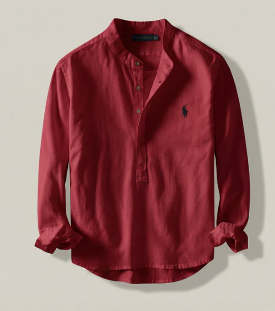Linnen Henley-overhemd Classic Fit