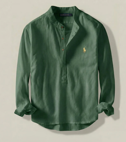 Linnen Henley-overhemd Classic Fit