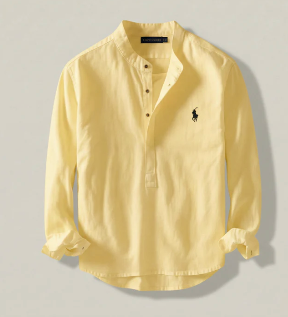 Linnen Henley-overhemd Classic Fit