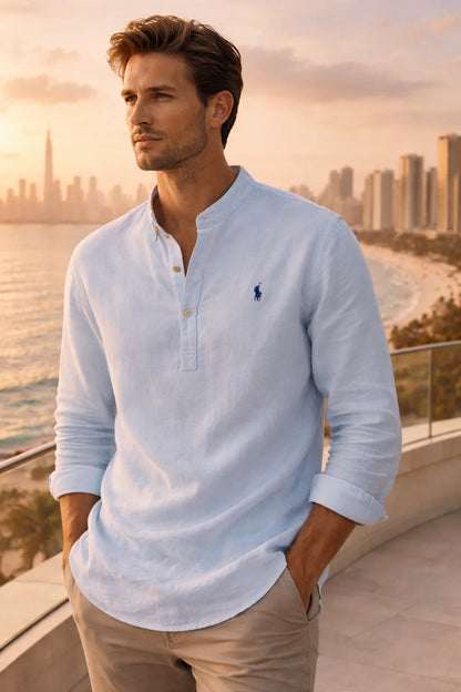Linnen Henley-overhemd Classic Fit